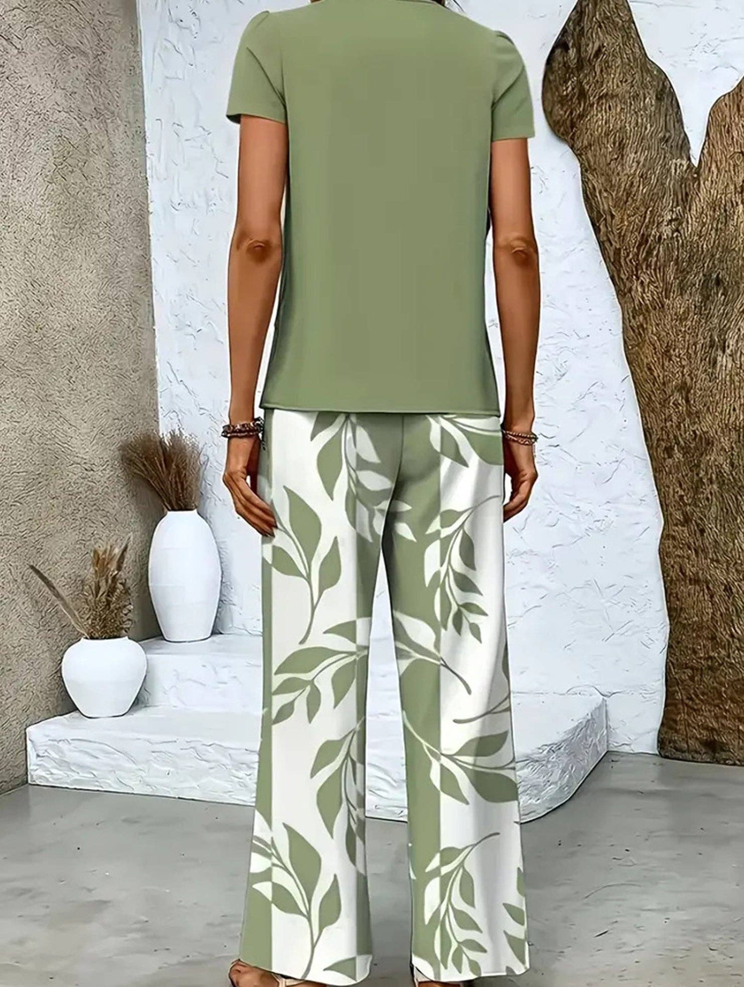Print Top Wide Leg Pants