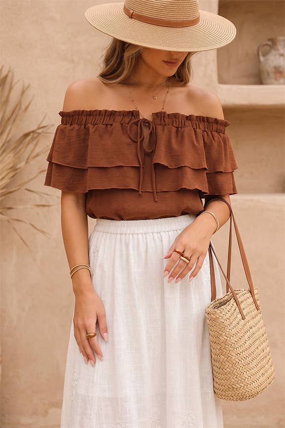 Airflow Off-Shoulder Tiered Ruffle Top