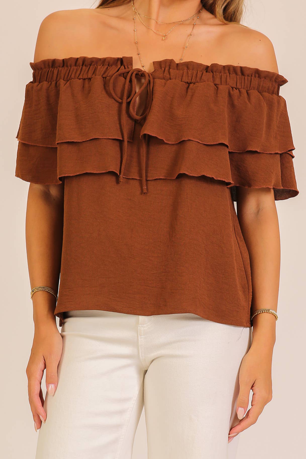 Airflow Off-Shoulder Tiered Ruffle Top