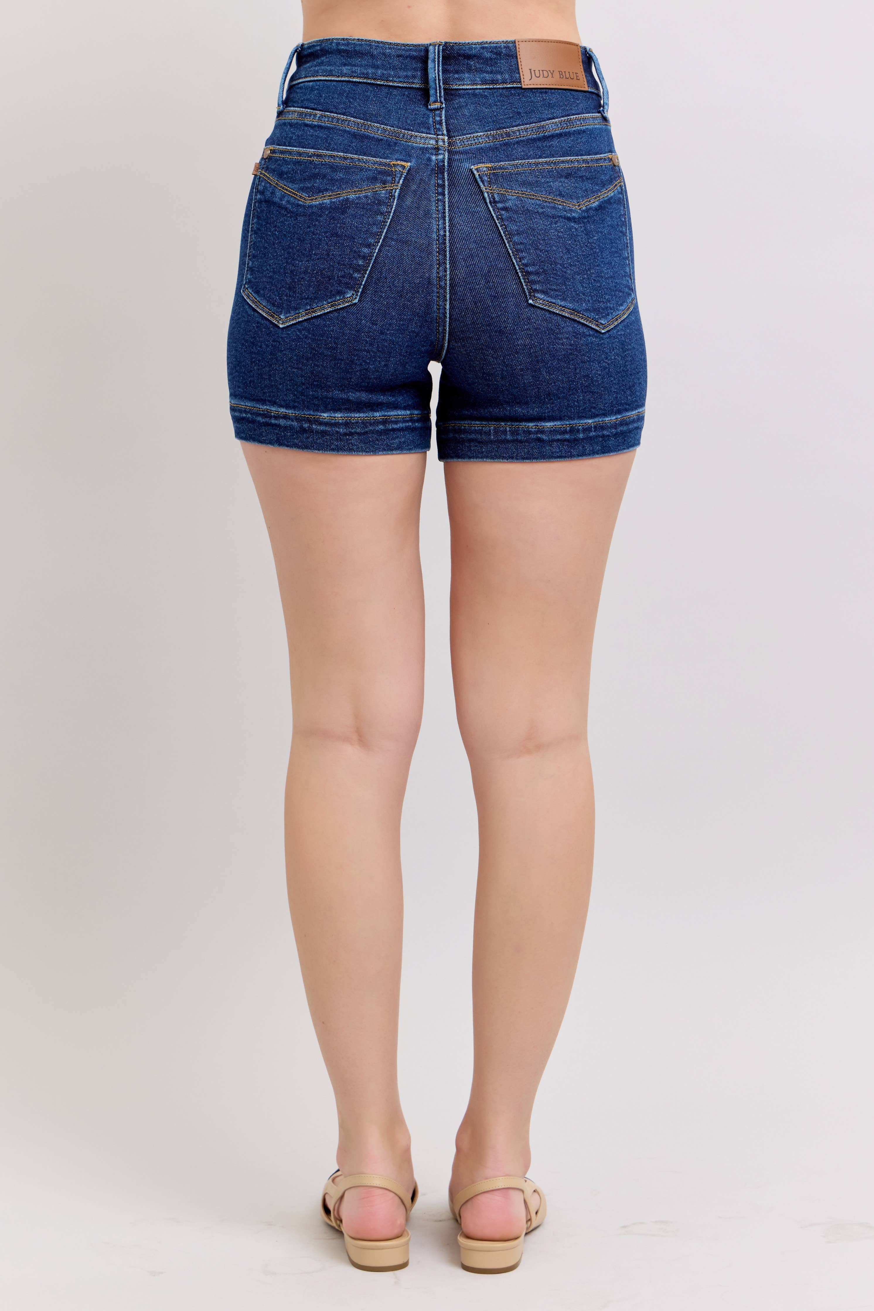 Dark Wash High Waisted Tummy Control Shorts