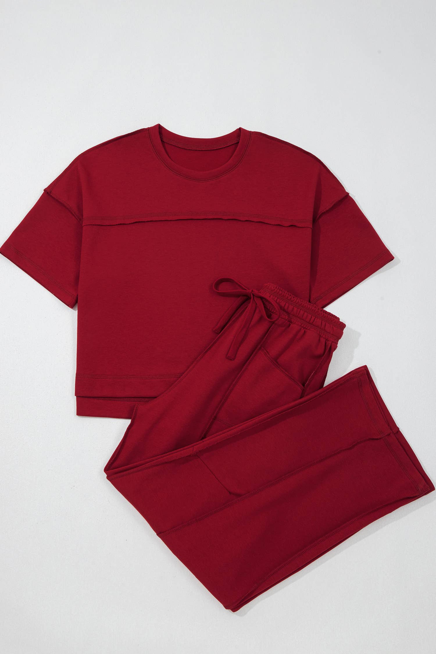 Short Sleeve Top and Wide Leg 2pcs Lounge Set
