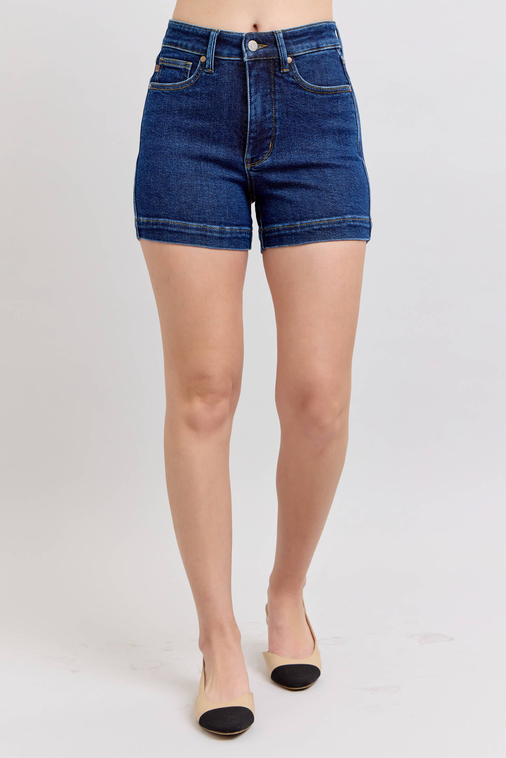 Dark Wash High Waisted Tummy Control Shorts